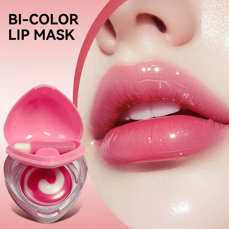 Skincare Pink - ラックゴー ハート ダブルカラー リップマスク：ピンク色の唇をつくる、保湿効果があり、唇のケアを提供し、しわを軽減します。 冬に欠かせない女の子向けアイテムであり、ホリデーに最適なちょっとした贈り物にも。