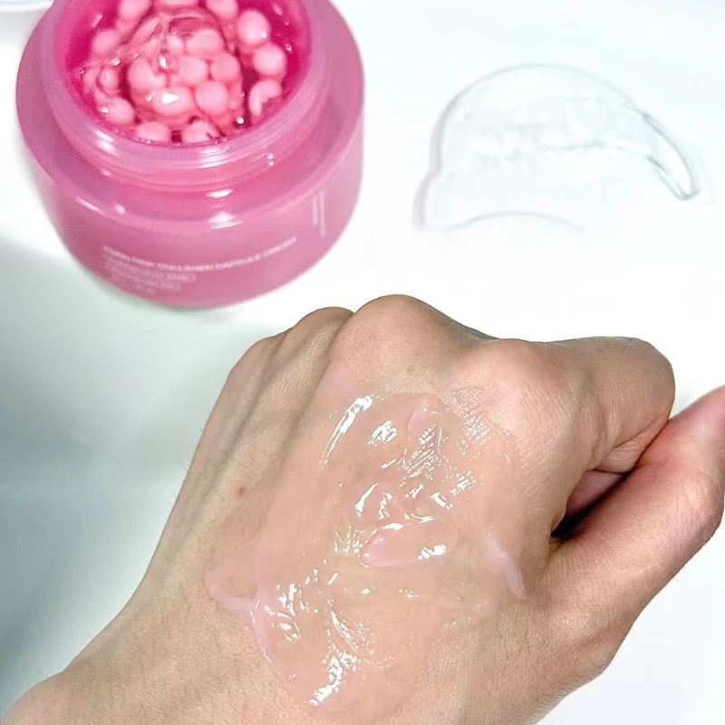 Skincare Pink - ピンクコラーゲンPDRNカプセルクリーム（ナイアシンアミド配合）肌の色ムラを整える軽量フェイスクリーム、べたつかない保湿ケア