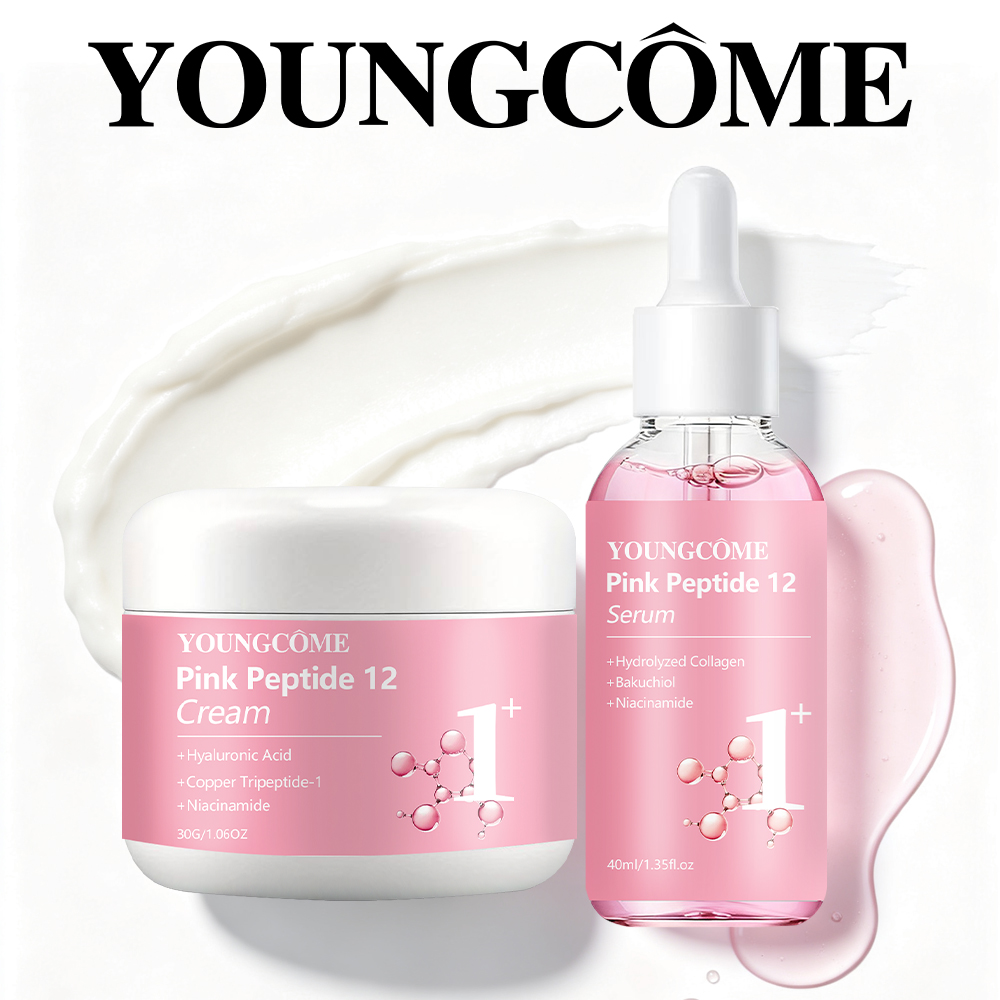 Skincare Pink - フェイスクリームセラムセット YOUNGCOME ピンクペプチド12 ヒアルロン酸 バクチオール ナイアシンアミド